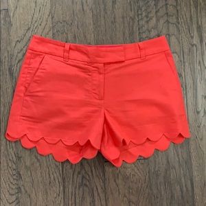 J. Crew Coral Scallop Shorts